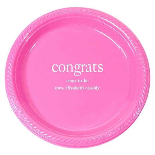 Big Word Congrats Plastic Plates